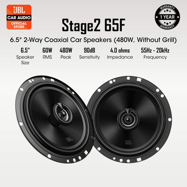 JBL Stage2 65F – 6.5" 2-Way Coaxial Car Speakers (480W, Without Grill)